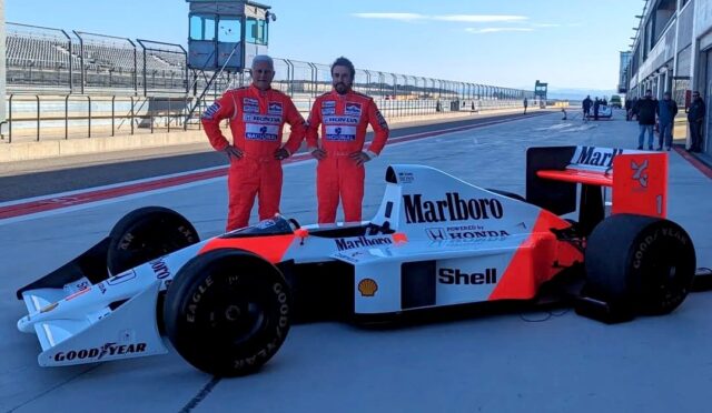 Fernando Alonso ve babası, Ayrton Senna’nın McLaren aracının kokpitine geçtiler