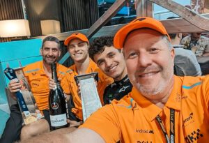 Zak Brown, Lando Norris, Oscar Piastri, Andrea Stella