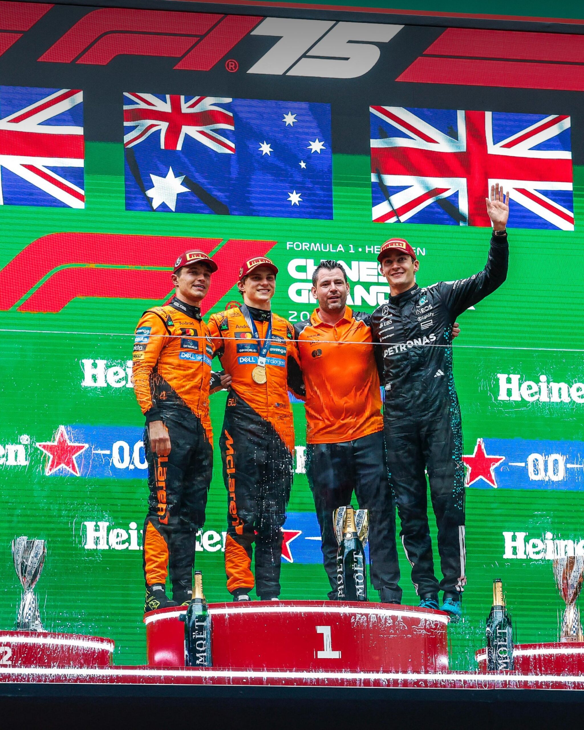 Lando Norris, Oscar Piastri, George Russell, 2025 Çin GP yarış sonucu