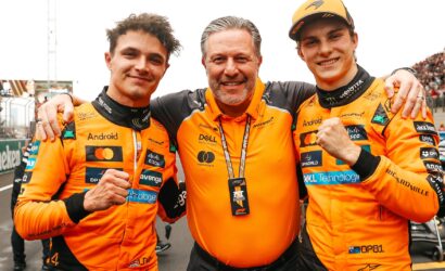 Lando Norris, Zak Brown, Oscar Piastri, McLaren