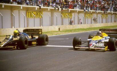 Ayrton Senna, Nigel Mansell, 1986 İspanya GP foto finiş