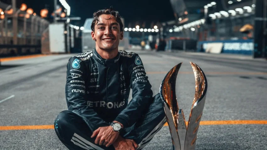 George Russell, F1 Singapur GP zaferinin ardından efsanevi Lewis Hamilton fotoğrafını yeniden canlandırdı