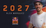 Álex Márquez 2027 poster with Red Bull KTM Factory Racing branding on a dark background.