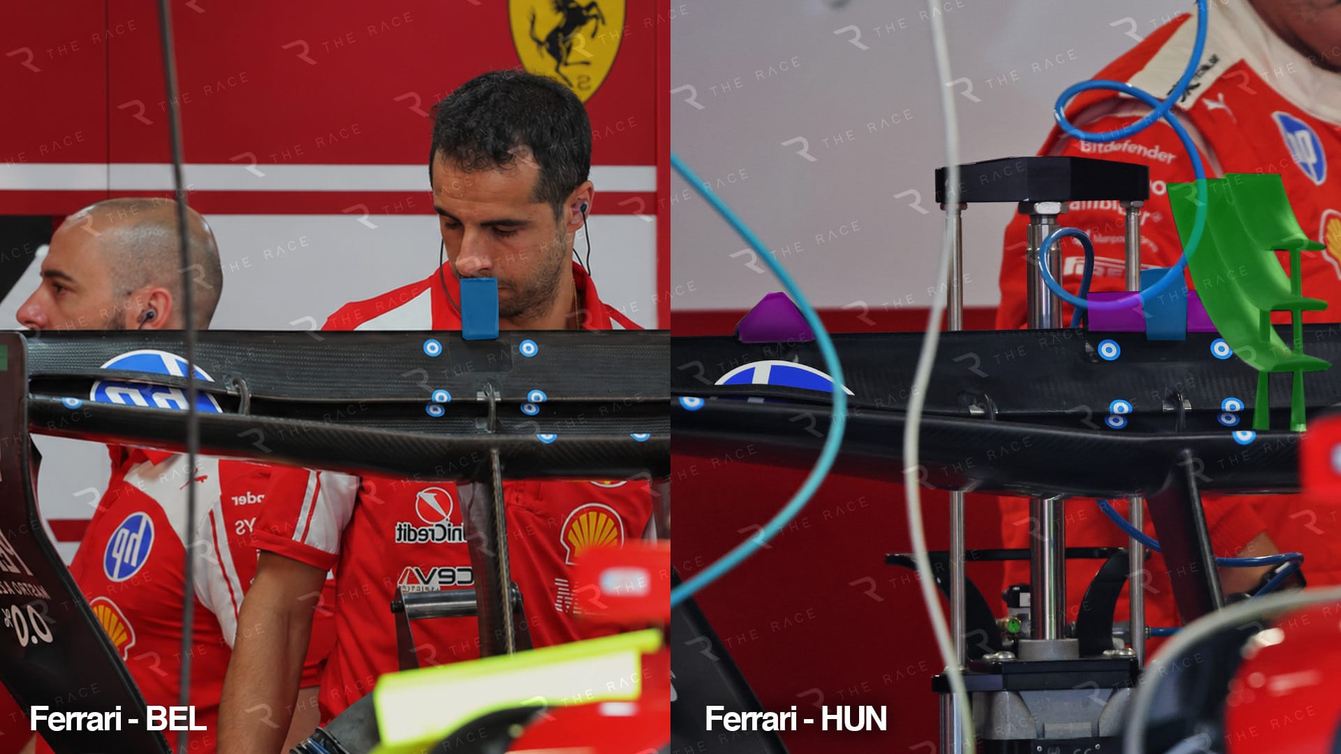 Ferrari F1 arka kanat karşılaştırması
