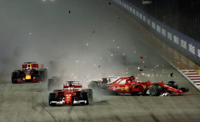 Singapur'da Ferrari'nin şampiyonluk umutları ilk virajda çöktü: 2017'deki çoklu kaza